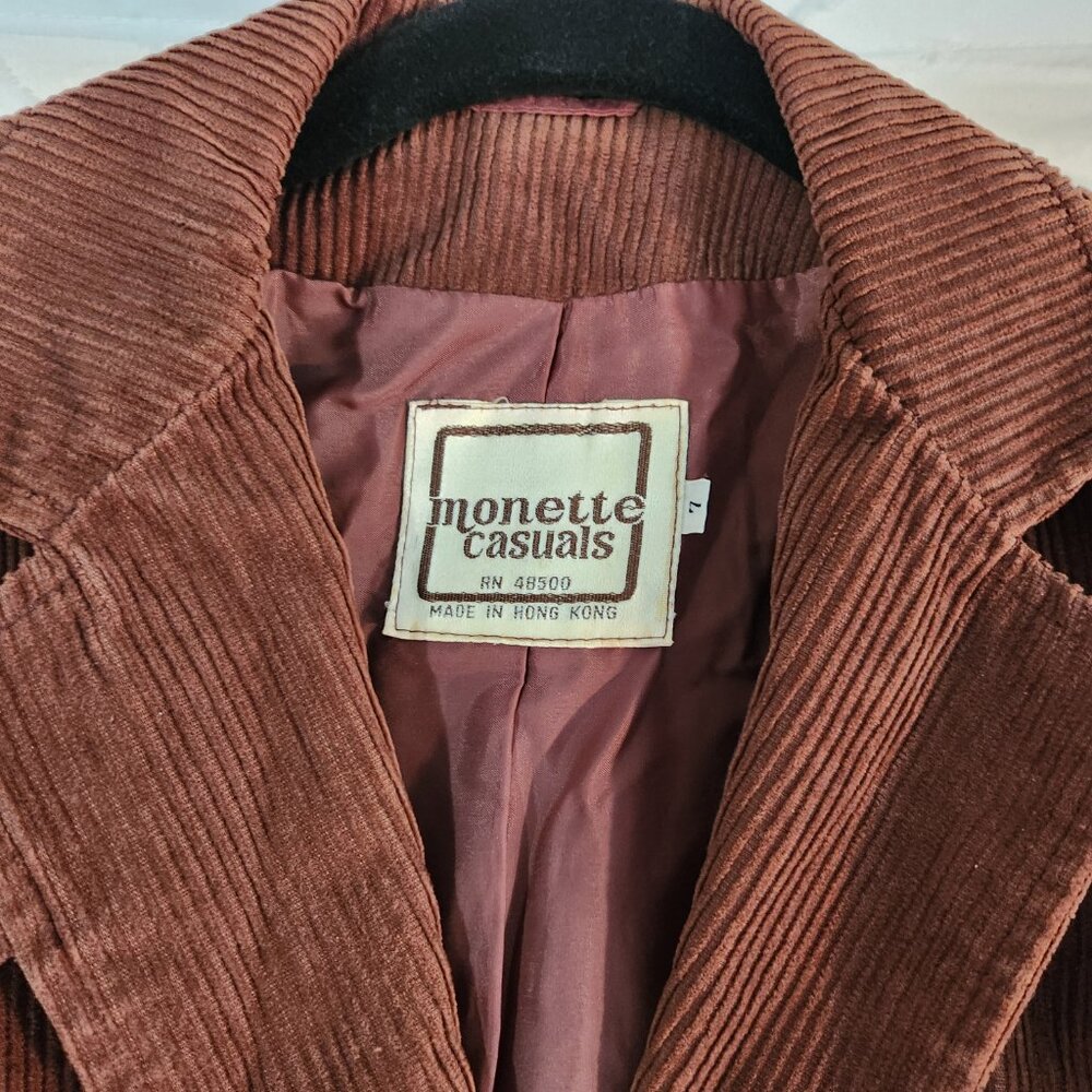 Vintage Monette Casuals Size 7 Brown Button up Corduroy Jacket - Picture 13 of 14